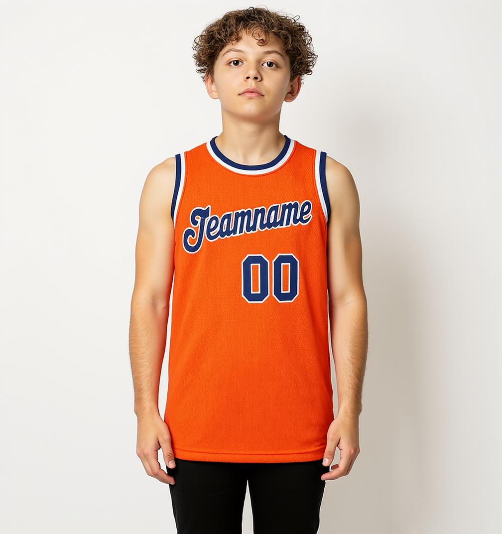 Custom Orange & Navy/White Basketball City Edition Jersey