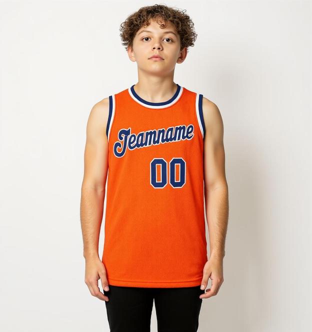 Custom Orange & Navy/White Basketball City Edition Jersey