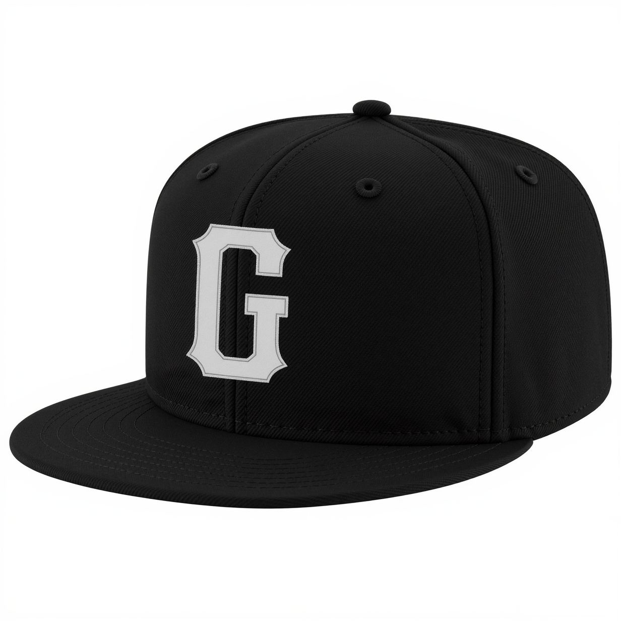 Custom Black & White Stitched Adjustable Snapback Hat