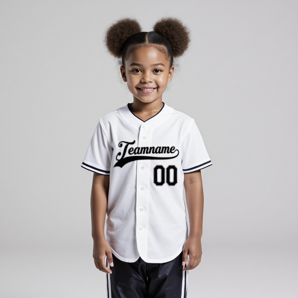 Custom White & Black-Grey Baseball Jersey