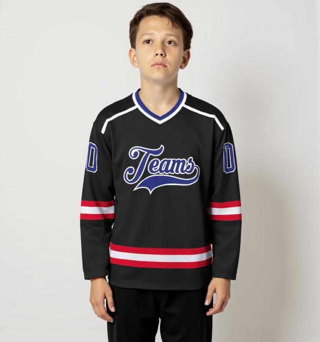 Custom Black & Blue/White Hockey Jersey