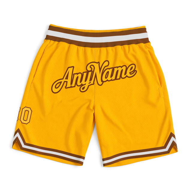 Custom Yellow & Brown/White Throwback Shorts