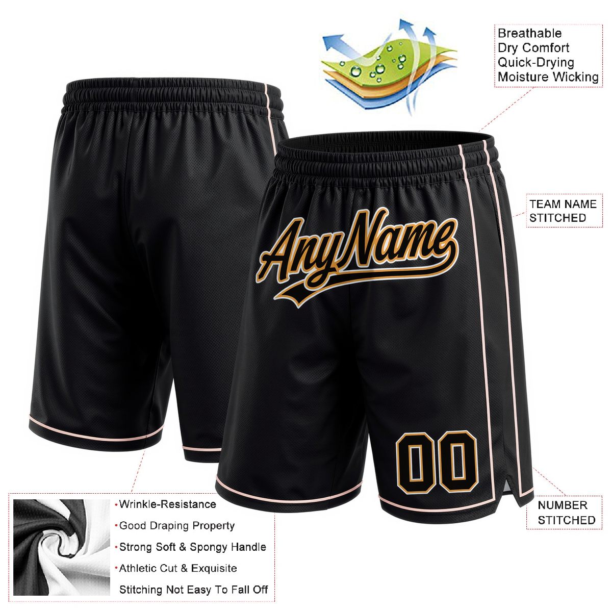 Custom Black & White/Orange Shorts