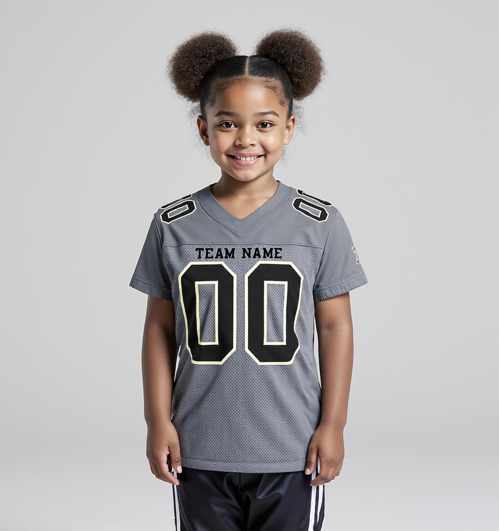 Custom Grey & Black/White Football Jersey