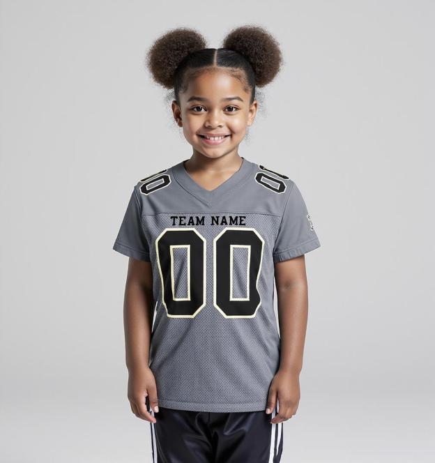 Custom Grey & Black/White Football Jersey