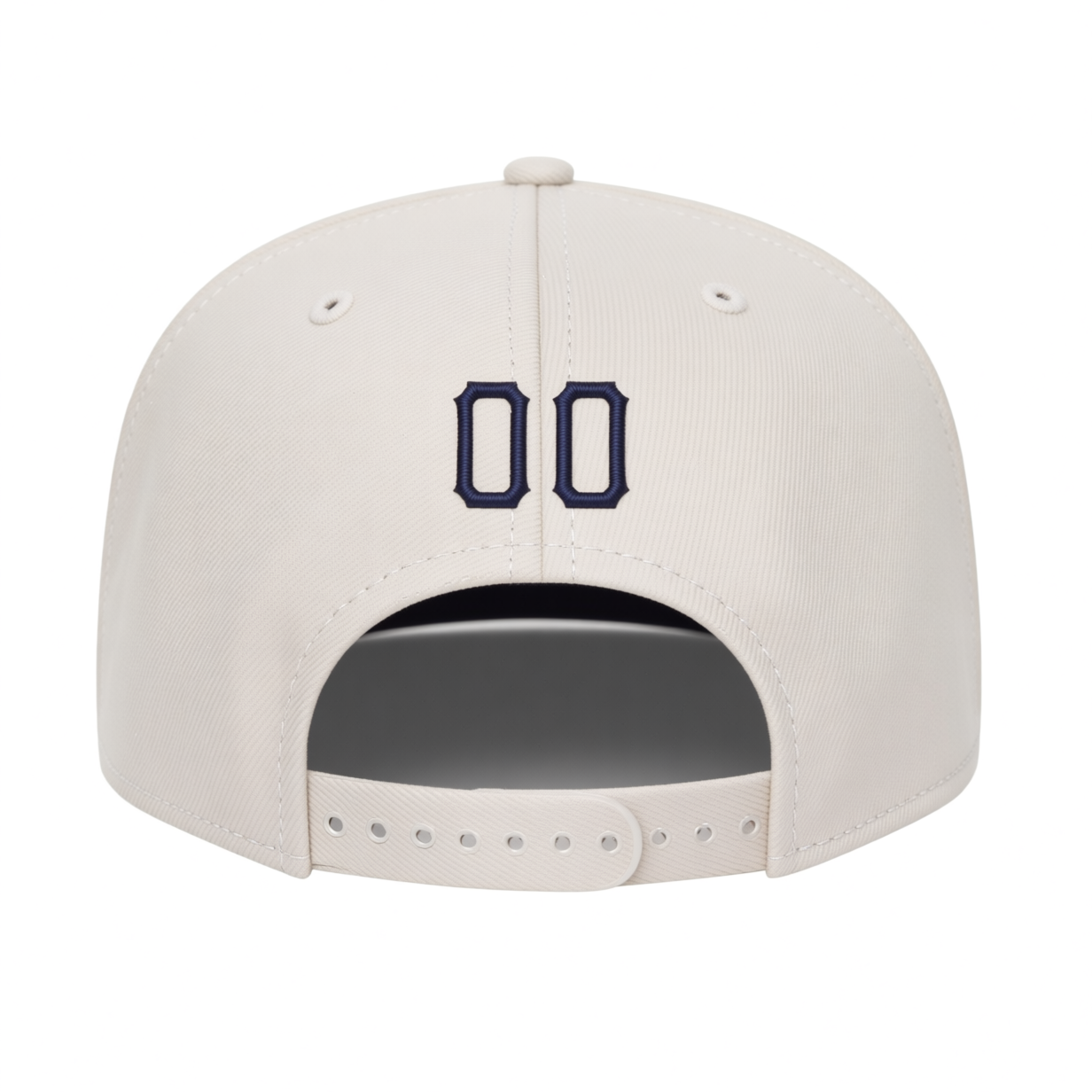 Custom White & Navy Blue Stitched Adjustable Snapback Hat