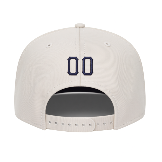 Custom White & Navy Blue Stitched Adjustable Snapback Hat