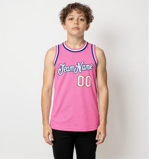 Custom Pink & White/Red Basketball City Edition Jersey
