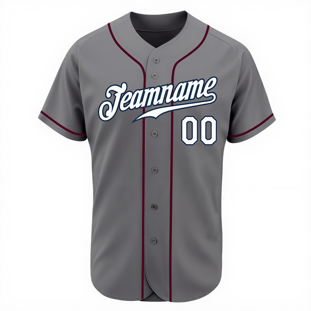 Custom Grey & White/Navy Baseball Jersey