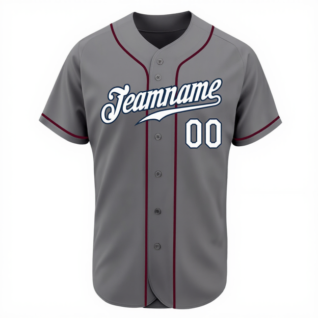 Custom Grey & White/Navy Baseball Jersey