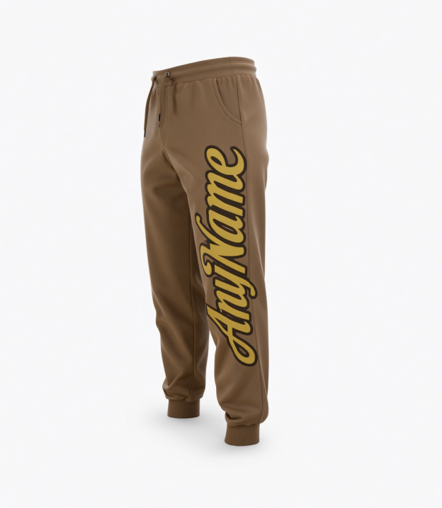 Custom Brown & Yellow/Black Fleece Jogger Sweatpants
