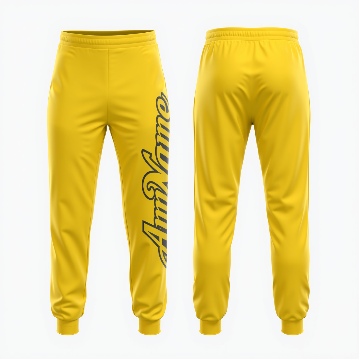 Custom Yellow & Black Fleece Jogger Sweatpants