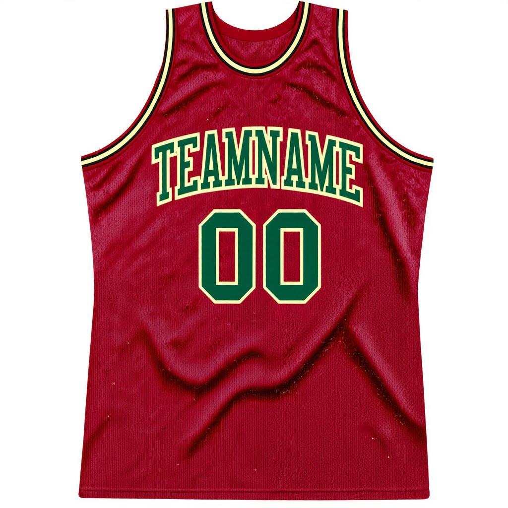 Custom Red & Green/White Basketball Throwback Jersey