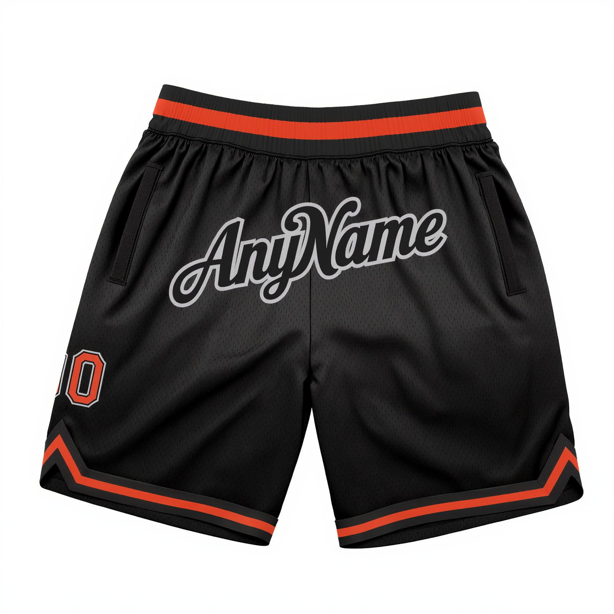 Custom Black & Orange/White Throwback Shorts