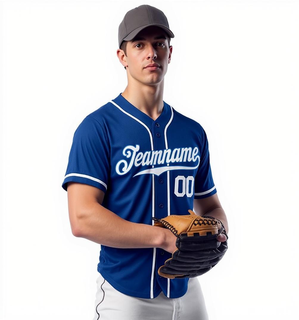 Custom Royal & White Baseball Jersey