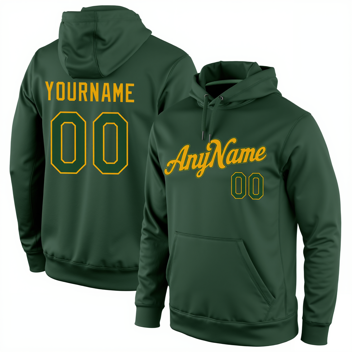 Custom Midnight Green & Yellow Pullover Sports Sweatshirt Hoodie