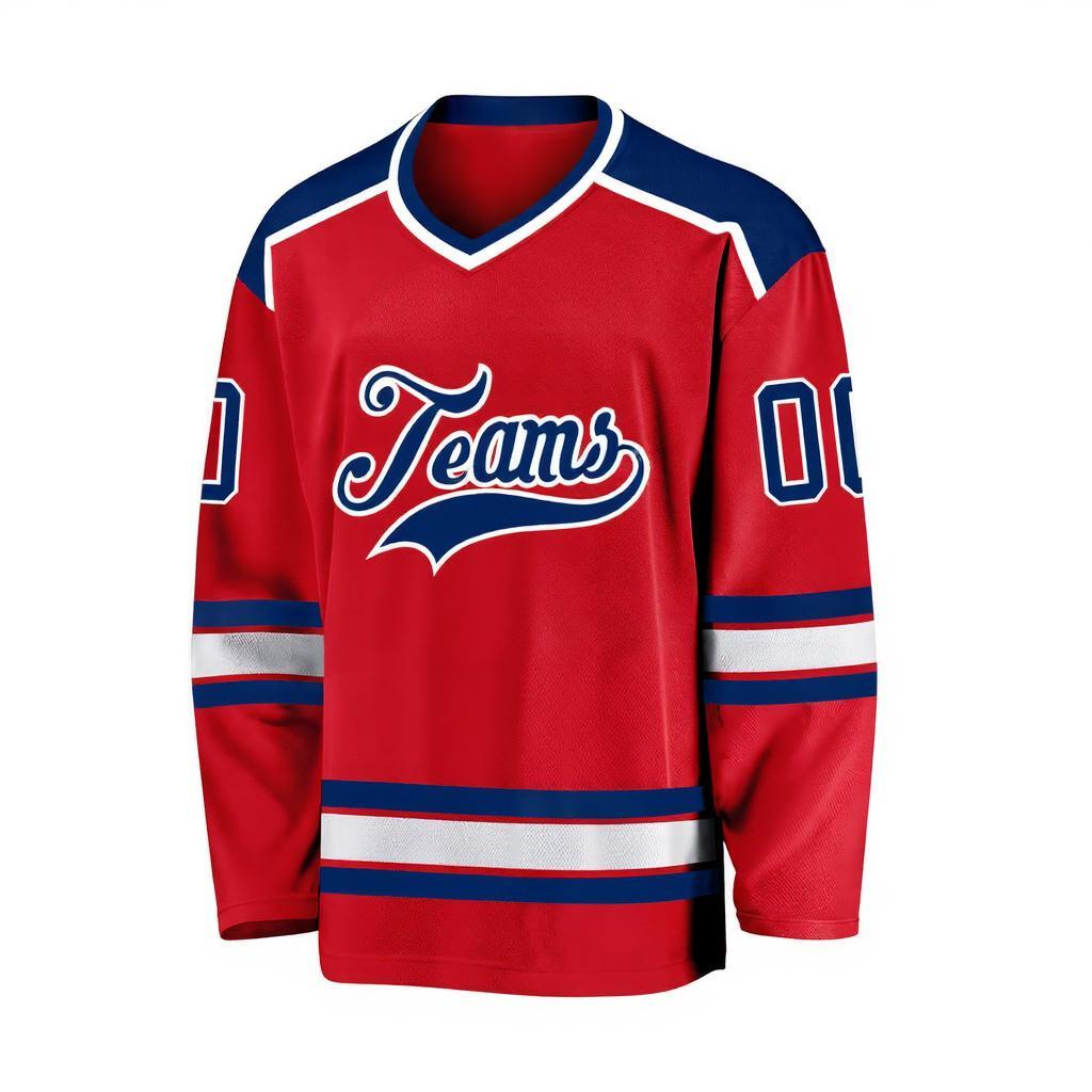 Custom Red & Navy/White Hockey Jersey