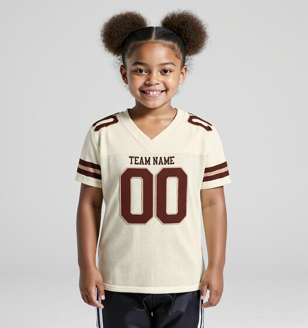 Custom Cream & Burgundy Football Jersey
