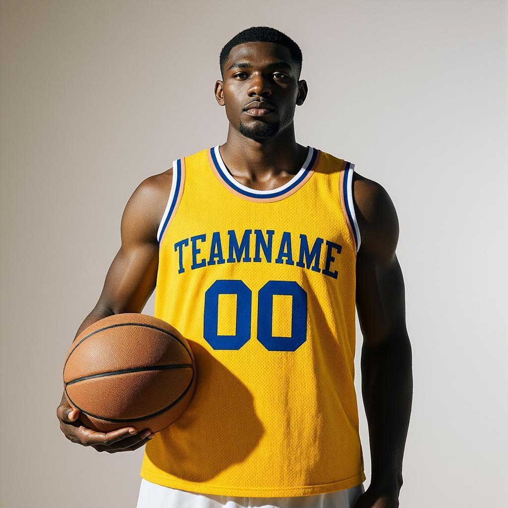 Custom Yellow & Royal Blue Basketball Throwback Jersey