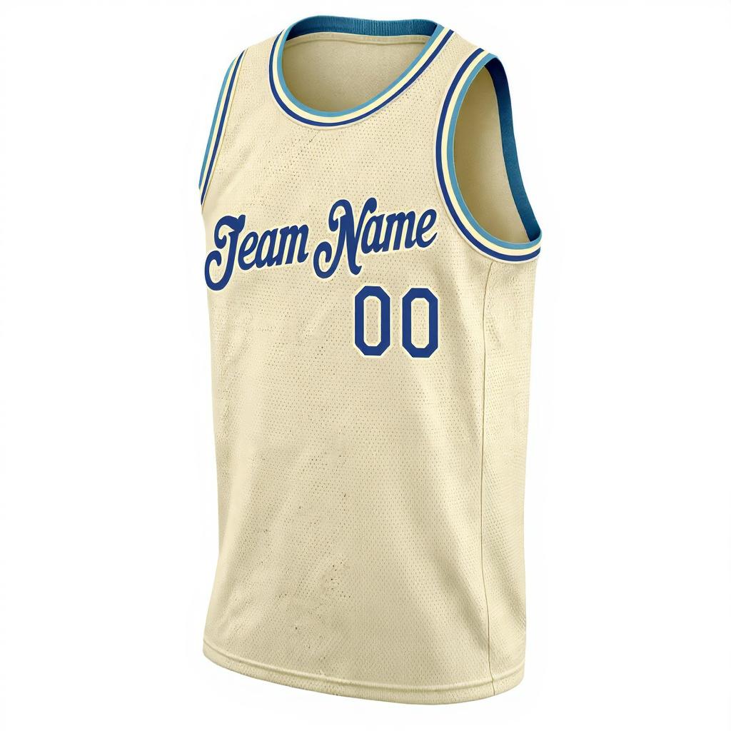 Custom Cream & Blue/White Basketball City Edition Jersey