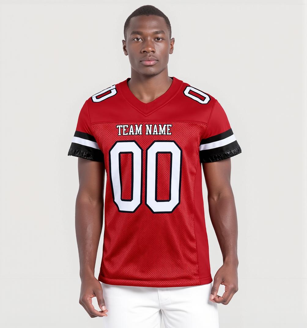 Custom Red & White/Black Football Jersey