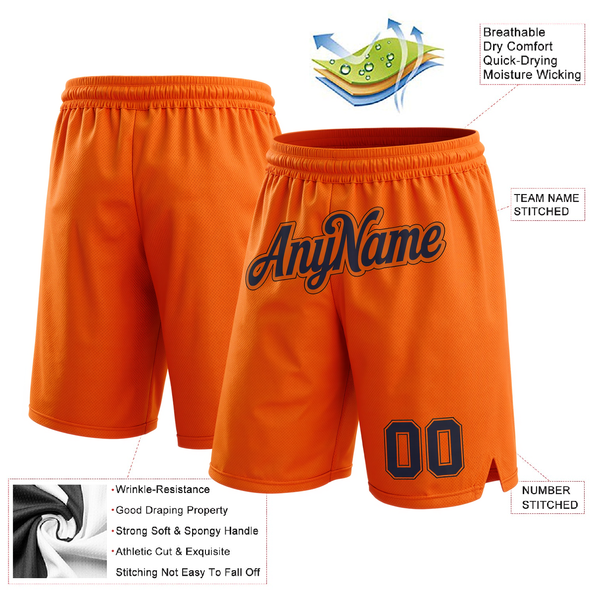 Custom Orange & Navy Shorts