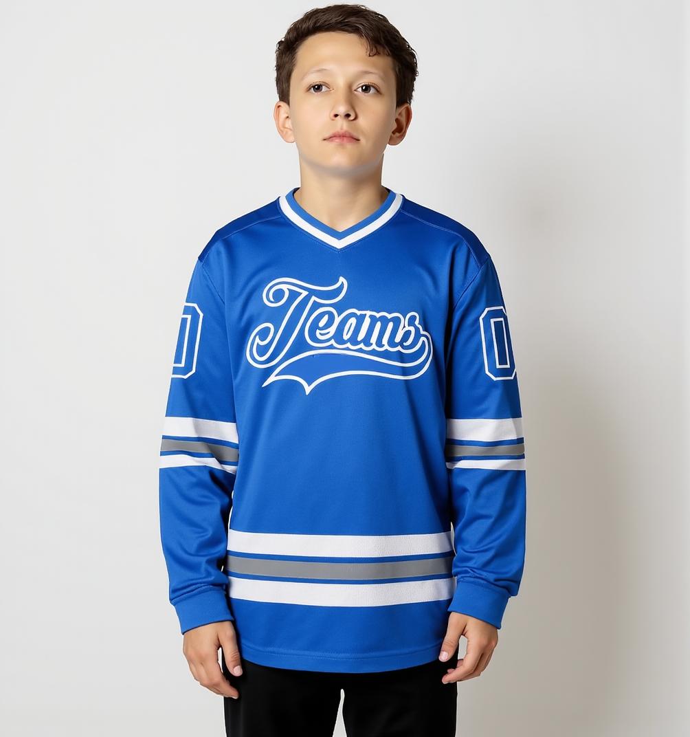 Custom Royal Blue & White Hockey Jersey