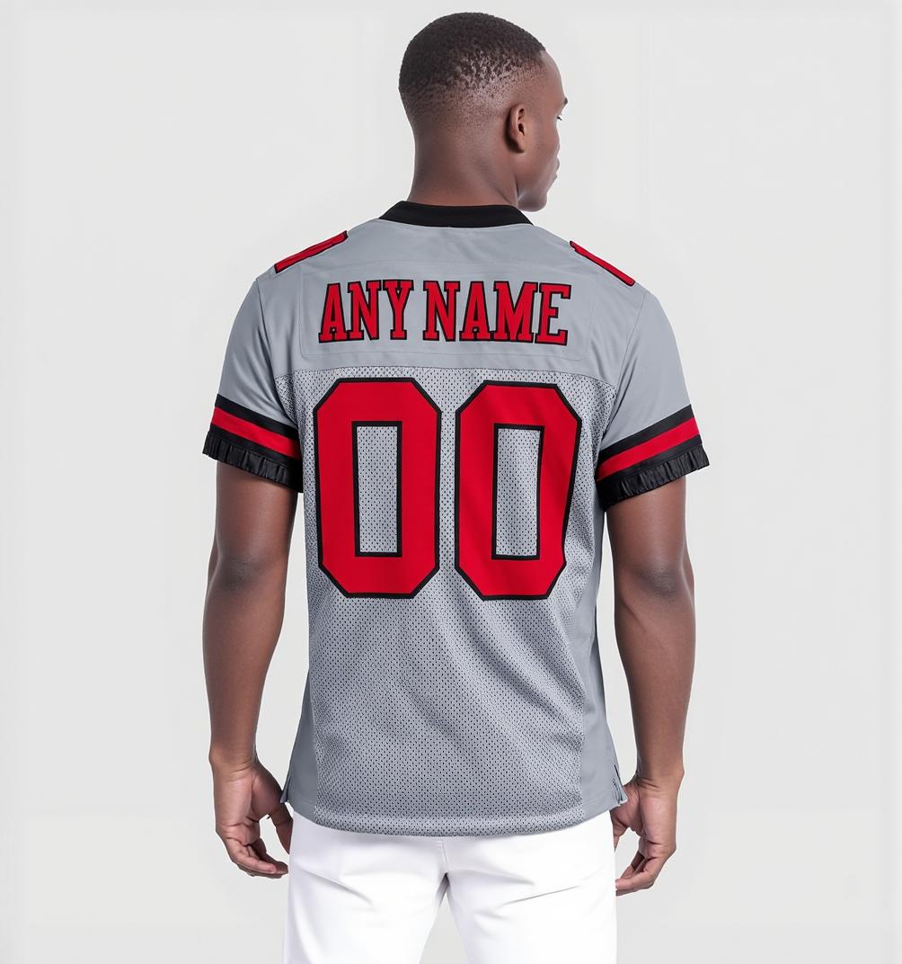Custom Grey & Red/Black Football Jersey