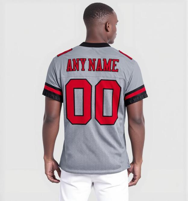 Custom Grey & Red/Black Football Jersey