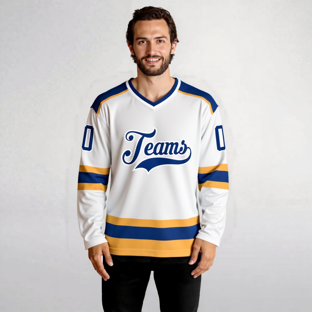 Custom White & Royal Hockey Jersey