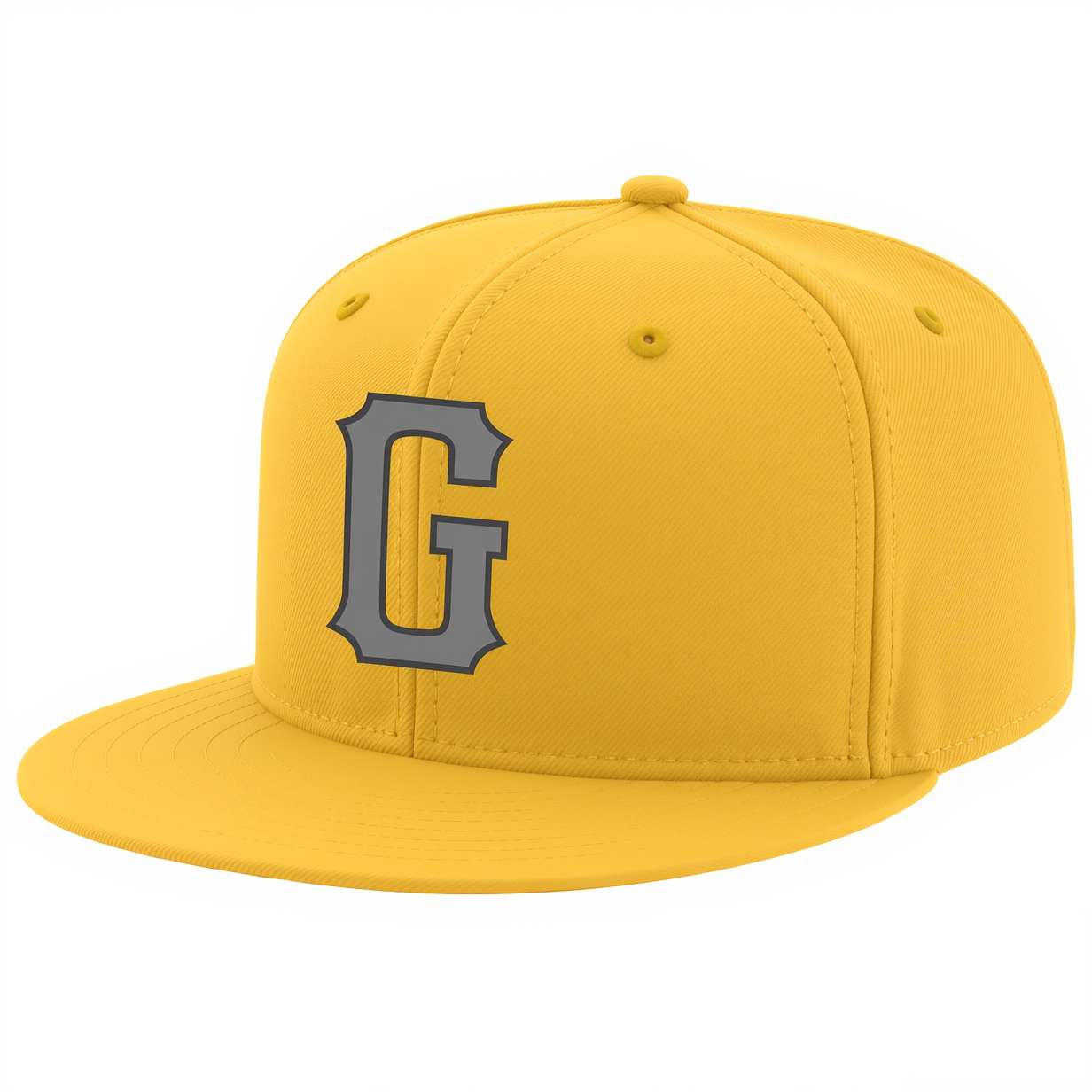 Custom Yellow & Grey/Navy Stitched Adjustable Snapback Hat