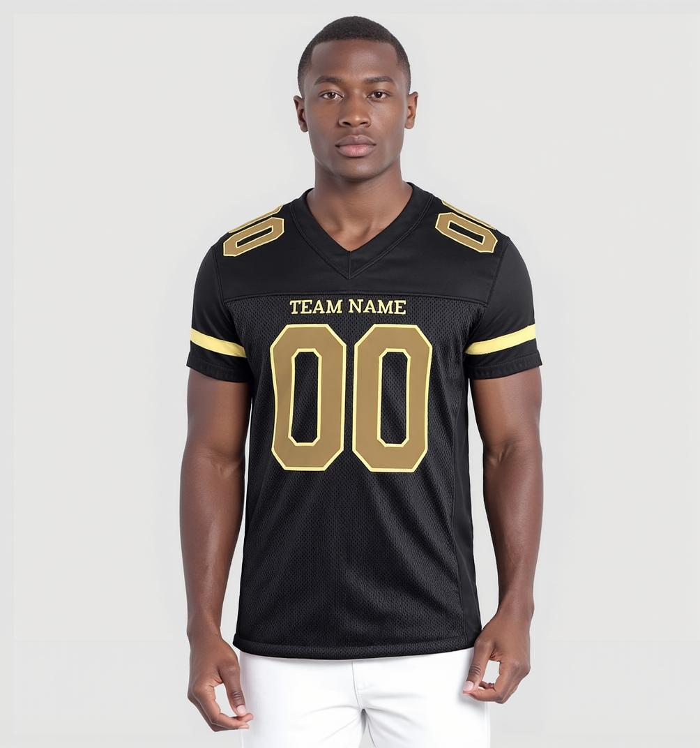 Custom Black & Gold/White Football Jersey