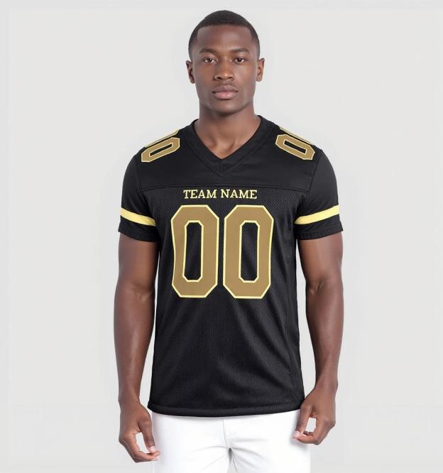 Custom Black & Gold/White Football Jersey