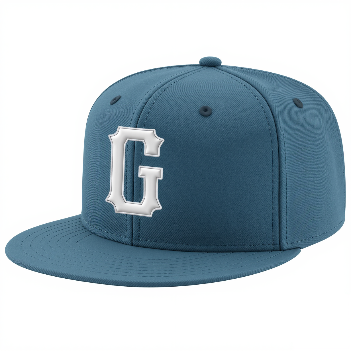 Custom Denim Blue & White Stitched Adjustable Snapback Hat