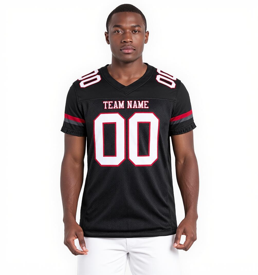 Custom Black & White/Red Football Jersey