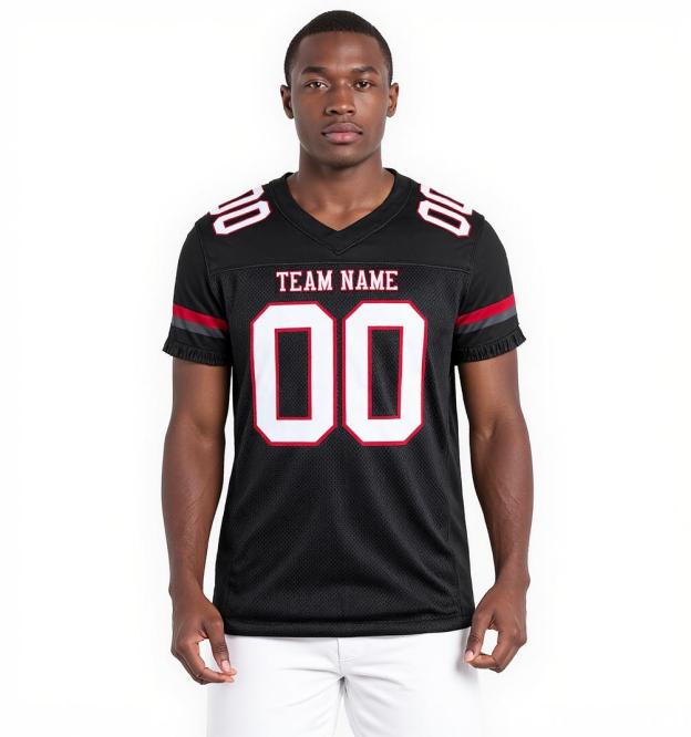 Custom Black & White/Red Football Jersey