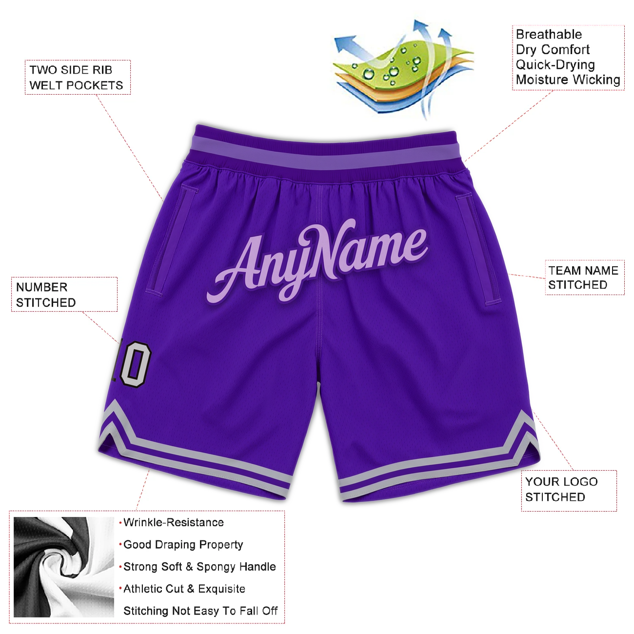 Custom Purple & Grey Throwback Shorts