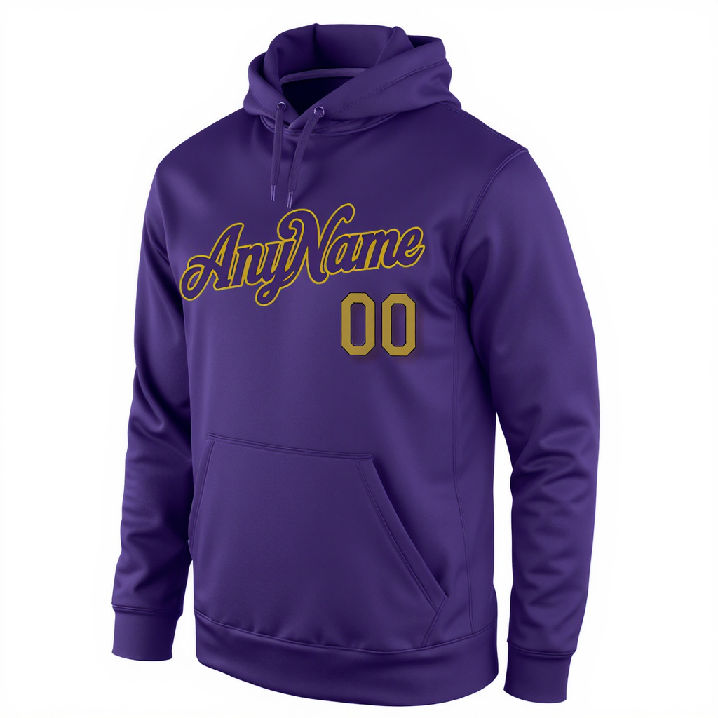 Custom Purple & Gold/Black Pullover Sports Sweatshirt Hoodie