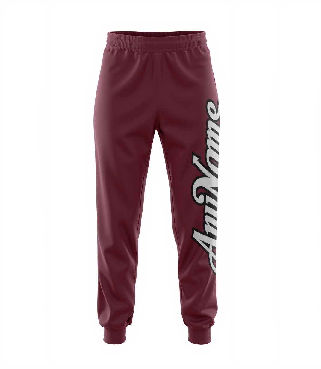 Custom Burgundy & White/Black Fleece Jogger Sweatpants