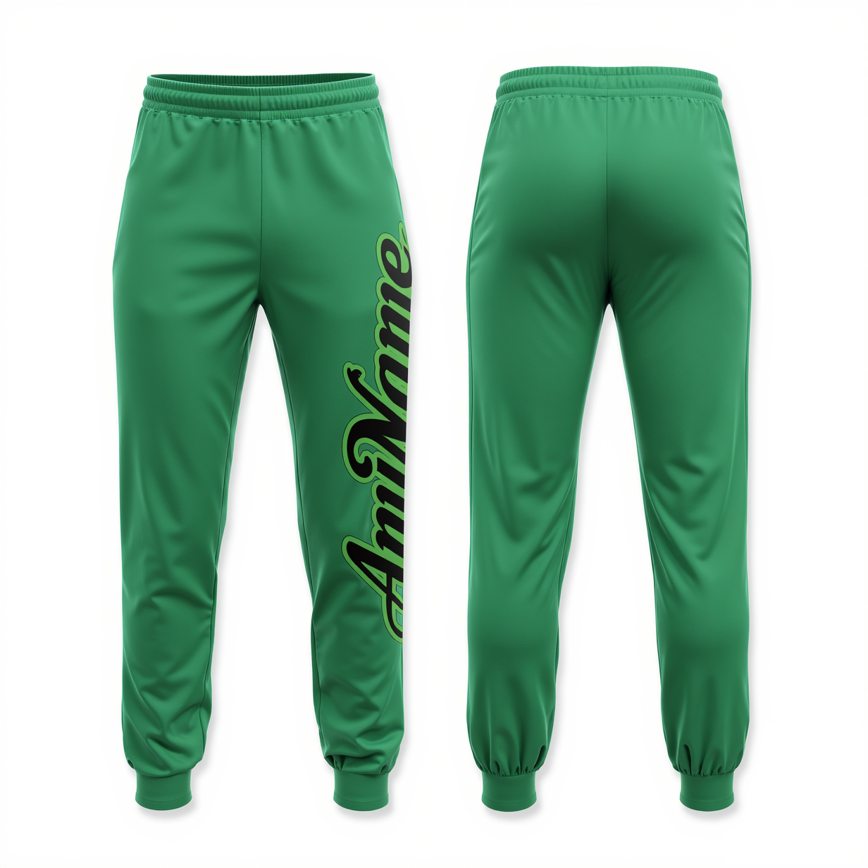 Custom Kelly Green & Black Fleece Jogger Sweatpants