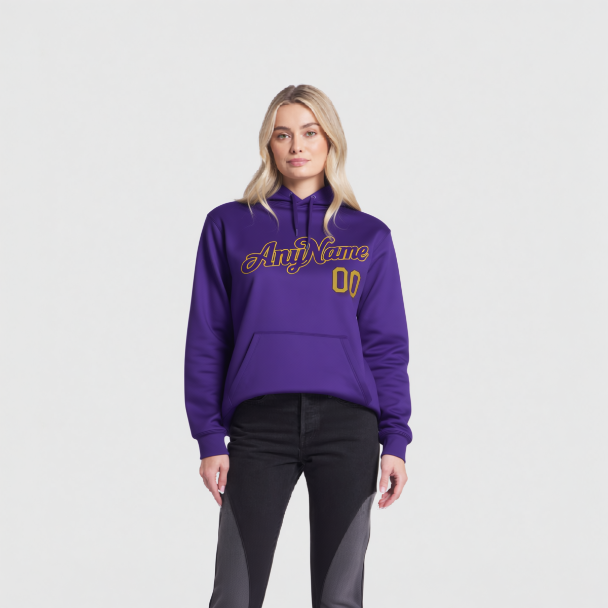Custom Purple & Gold/Black Pullover Sports Sweatshirt Hoodie