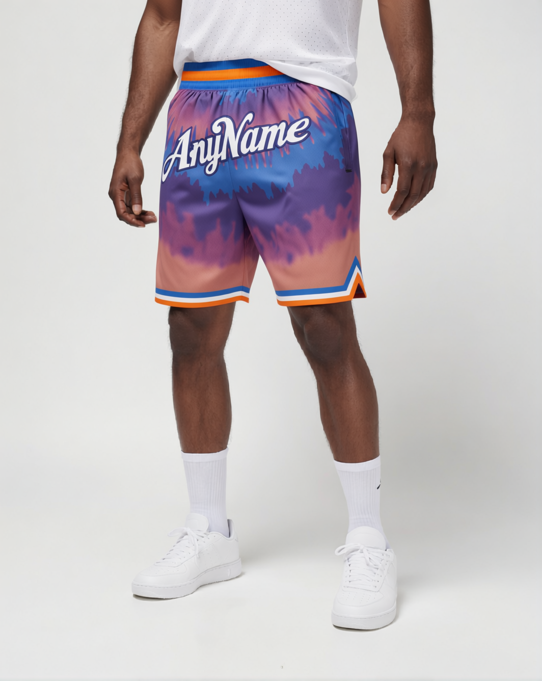 Custom Tie Dye Yellow & White/Blue Throwback Shorts