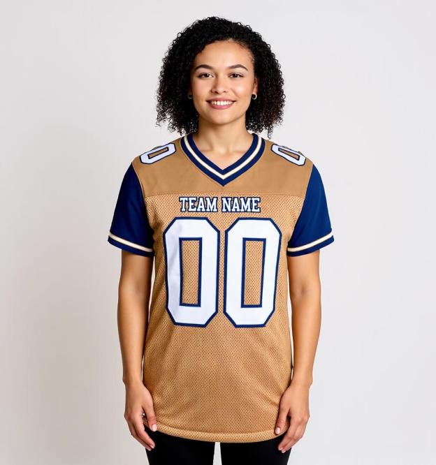 Custom Old Gold & Royal/White Throwback Football Jersey