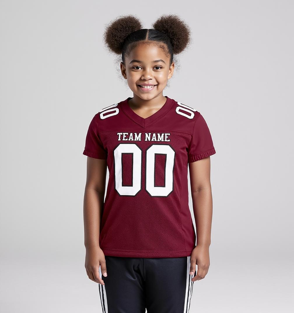 Custom Burgundy & White/Black Football Jersey