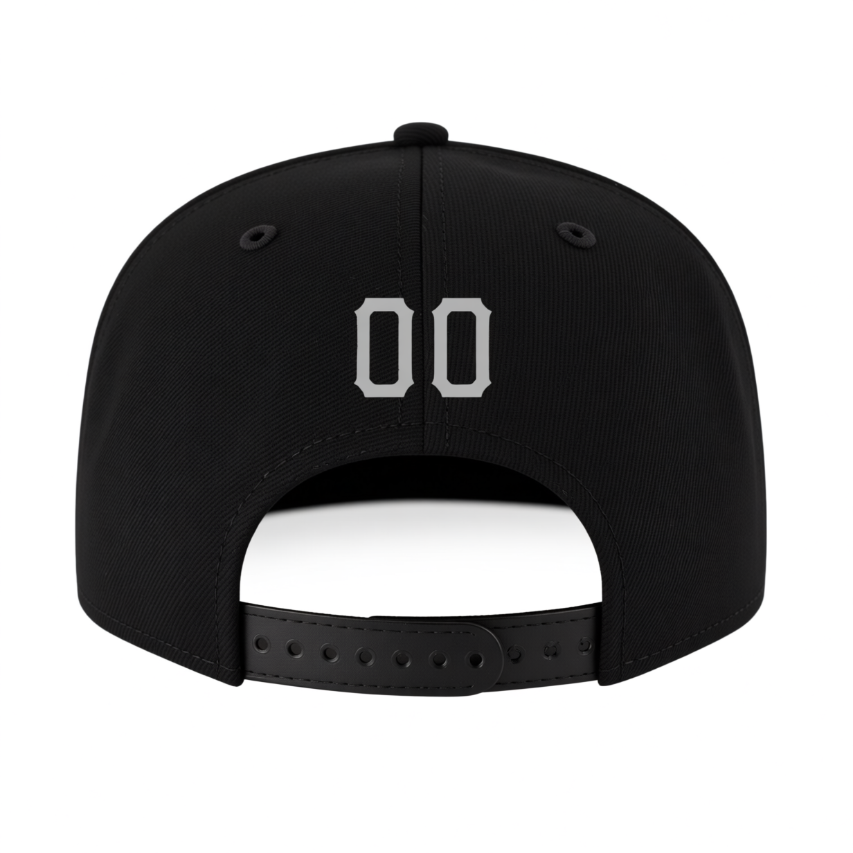 Custom Black & White Stitched Adjustable Snapback Hat