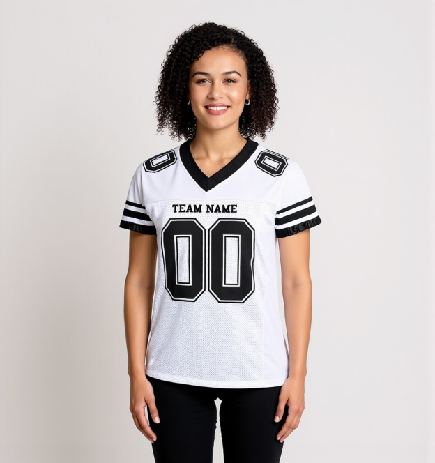 Custom White & Black Football Jersey