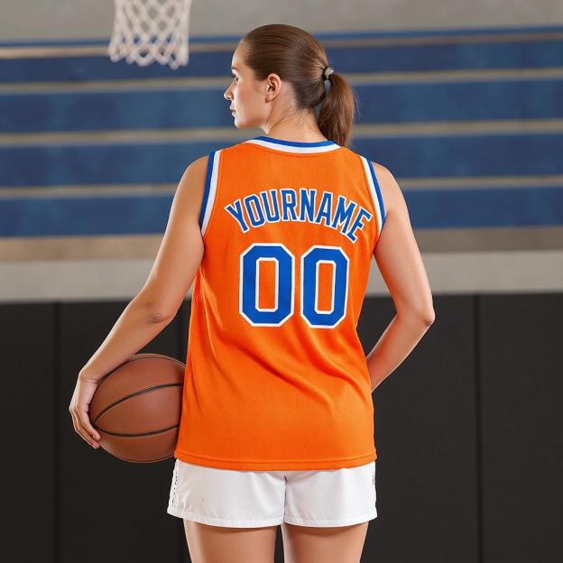 Custom Orange & Blue/White Basketball City Edition Jersey