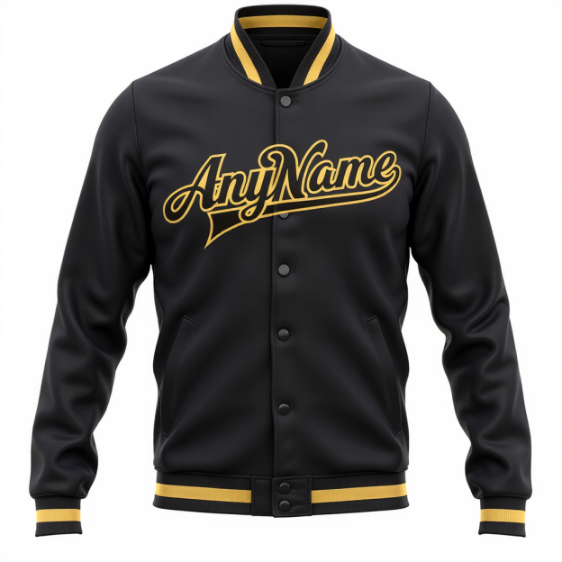 Custom Black & Yellow Full-Snap Fleece Jacket