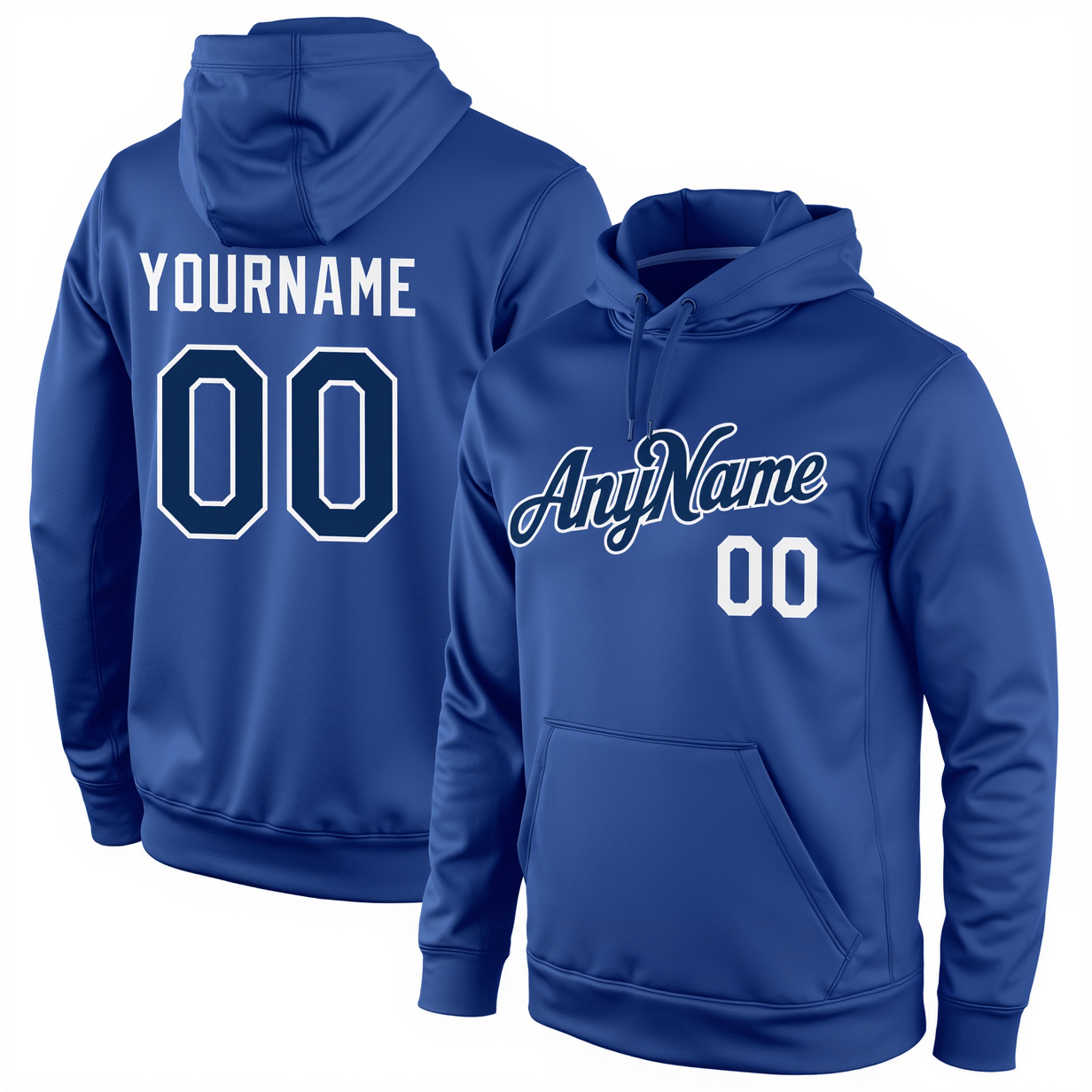 Custom Blue & Royal/White Pullover Sports Sweatshirt Hoodie