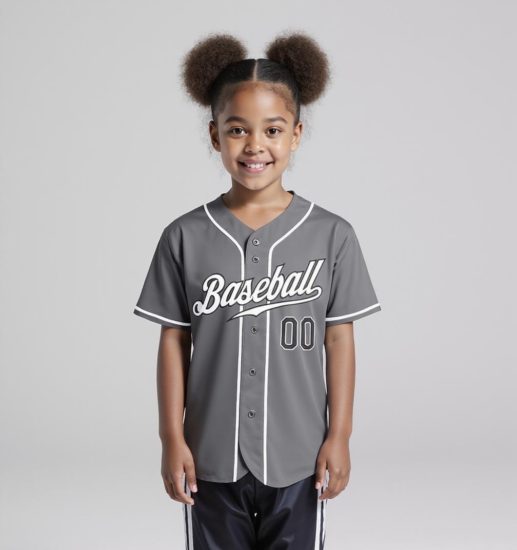 Custom Grey & White/Black Baseball Jersey
